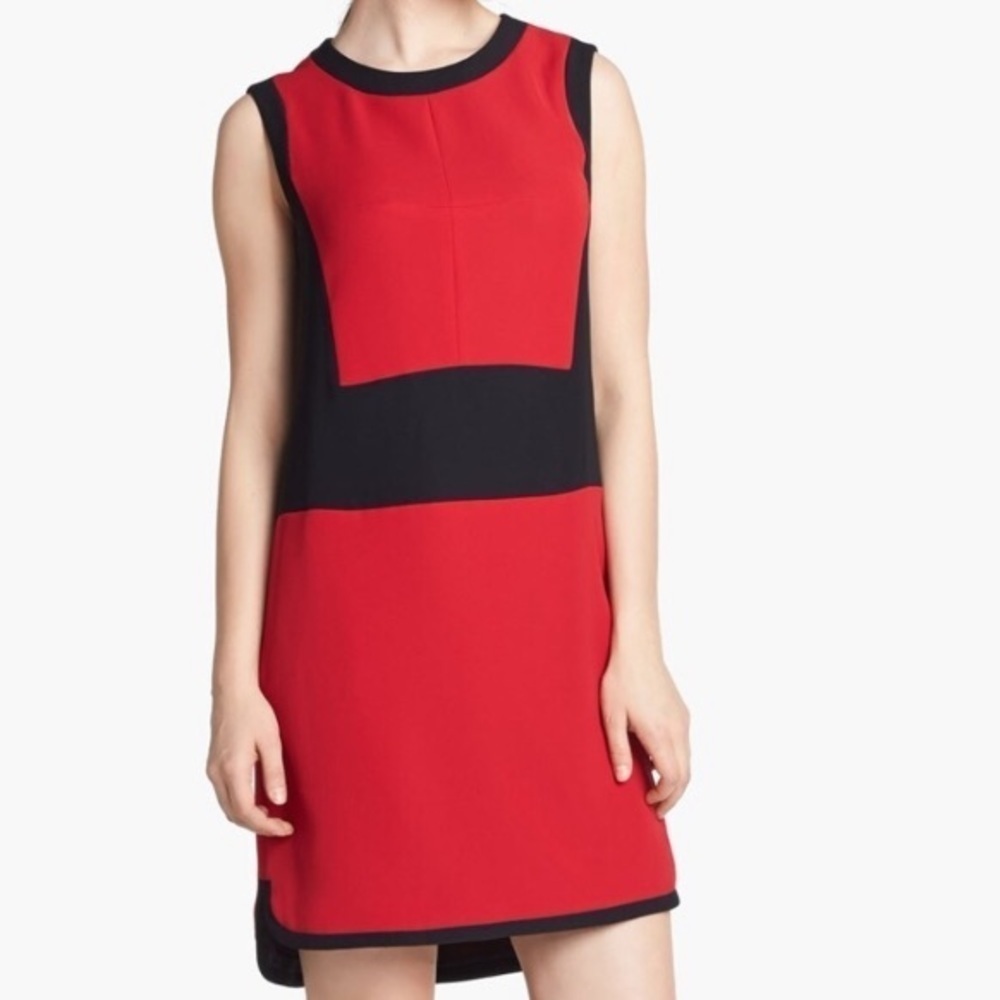 Vince Camuto Red Color Block Keyhole Back Dress - image 2
